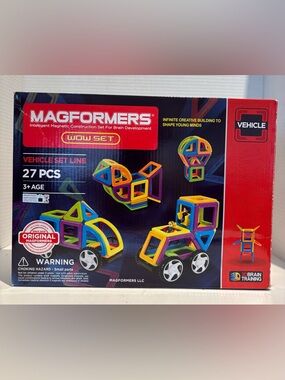Magformers WOW Vehicle Set Line 27 Pieces Magnetic Construction New Open Box